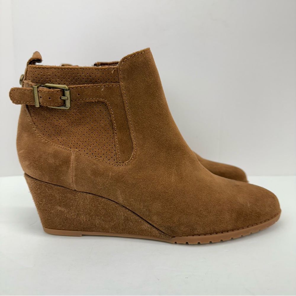 Alex Marie size 7 Women’s Brown Suede Leather Wedge Ankle Zip Booties